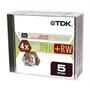 TDK DVD+RW 4X 4.7GB 5 Pack Rewriteable DVD TDK DVD+RW 4X 4.7GB 5 Pack Rewriteable DVD