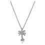 Sterling Silver Cubic Zirconia CZ Palm Tree Pendant w/ Chain Necklace Jewelry Sterling Silver Cubic Zirconia CZ Palm Tree Pendant w/ Chain Necklace Jewelry